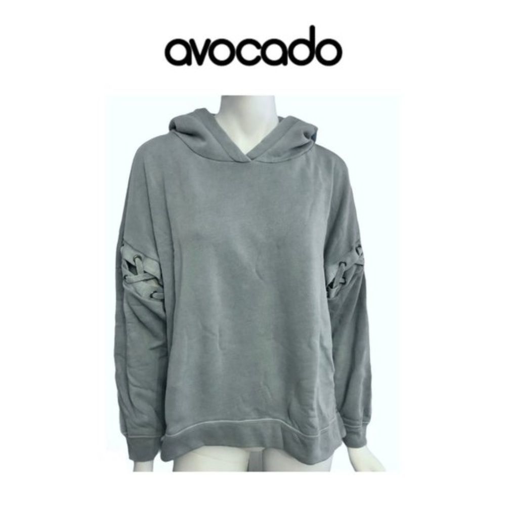 Pullover hoodie with drop shoulder + tie detail